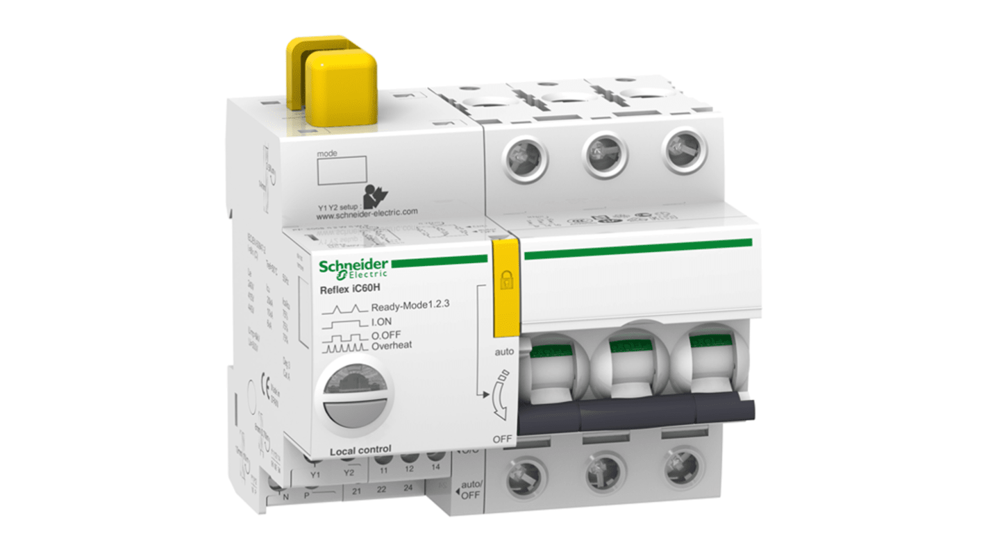Schneider Electric A9C Acti9 Reflex MCB, 3P, 16A Curve D, 500V AC, 24V DC, 240 V ac Breaking Capacity