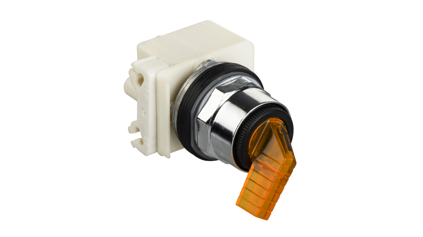 Schneider Electric 9001 Series 2 Position Selector Switch Head, 30mm Cutout, Amber Handle