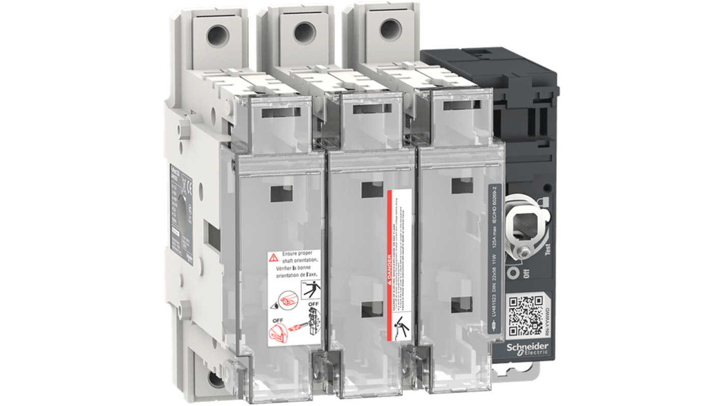 Schneider Electric Fuse Switch Disconnector, 3 Pole, 125A Max Current, 100kA Fuse Current