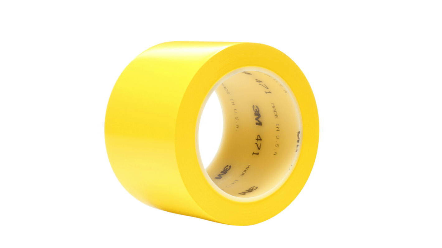 3M 黄色胶带, 100mm宽 x 33m长, 乙烯基制, 471 Vinyl tape