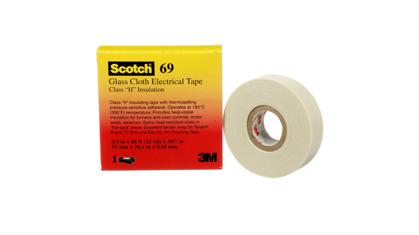 3M ET White Glass Cloth Electrical Tape, 15mm x 33m