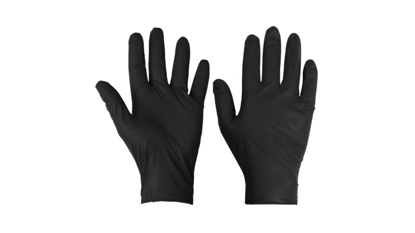 Supertouch PG-901 Black Powder-Free Nitrile Disposable Gloves, Size 8, 100Gloves per Pack