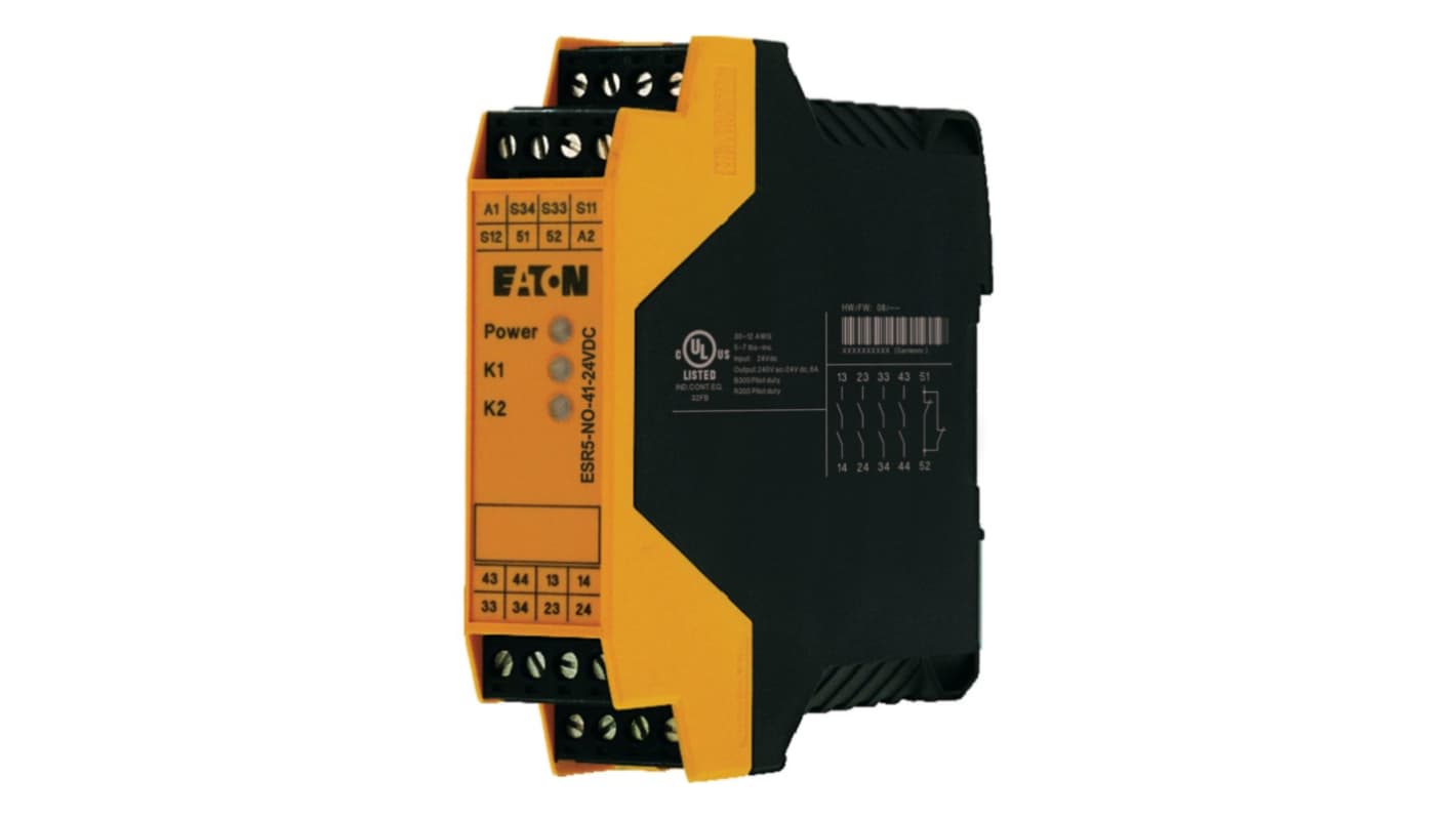 Eaton ESR5 EP-4010 Emergency Stop Safety Relay, 24V dc, Single Channel