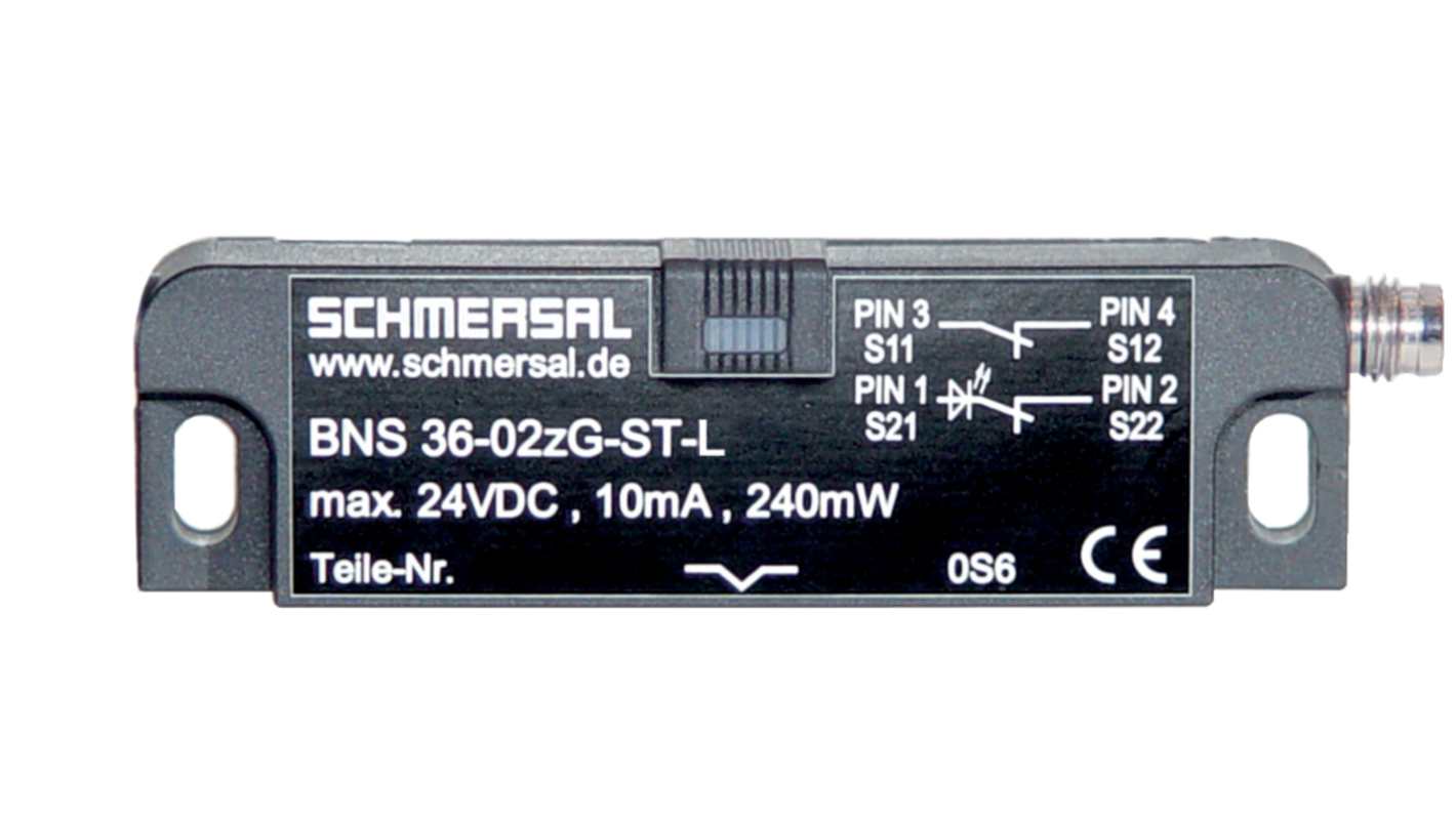 Schmersal BNS 36 Series Flush Magnetic Safety Switch, 75V dc, Reinforced Thermoplastic Housing, NO/NC, M8