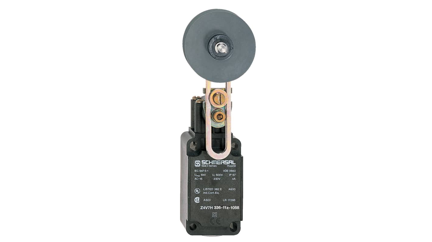 Schmersal Z4V7H Series Roller Lever Switch, IP65, IP67, Plastic Housing, 230V ac ac Max, 4A Max