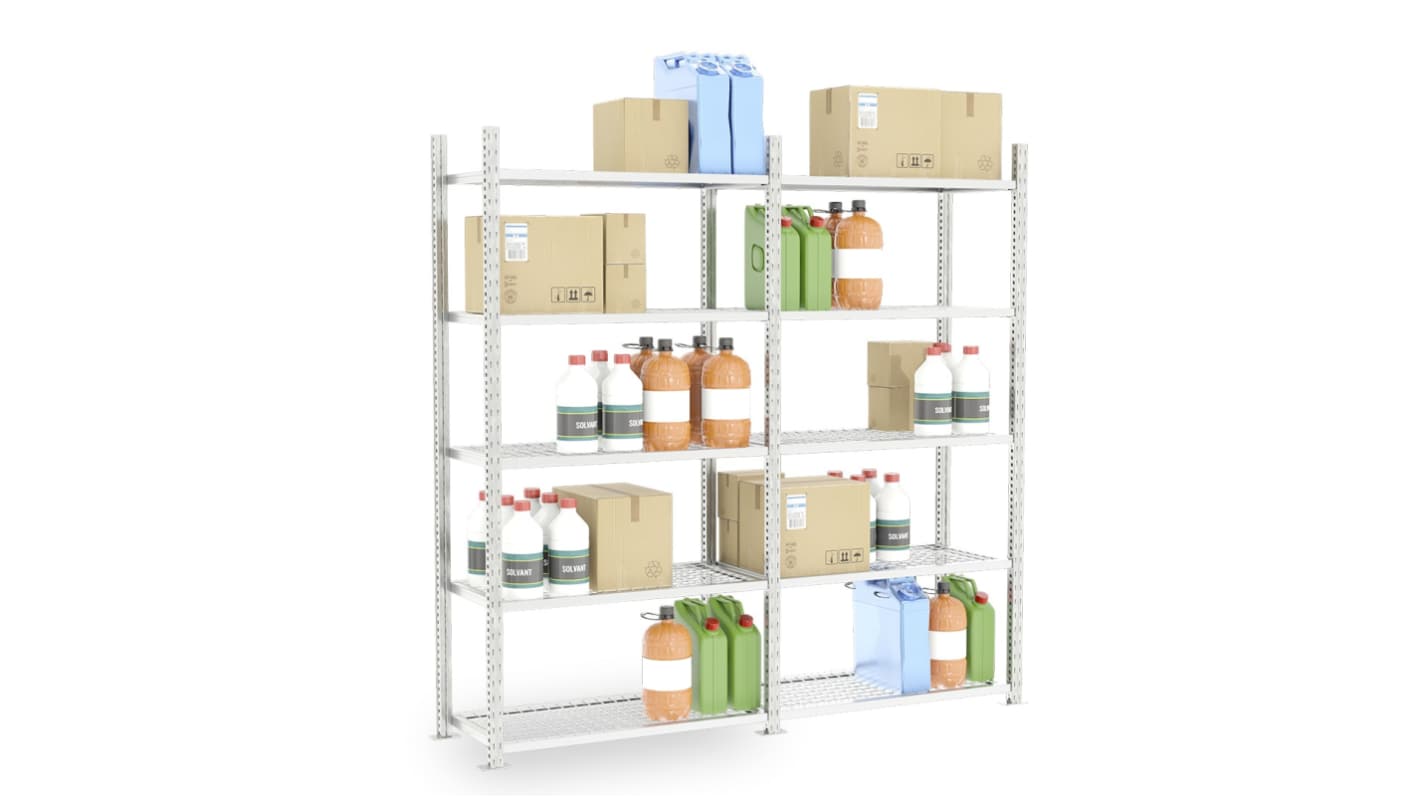 Manorga Galvanised Sheet Steel Storage Rack System Shelving System, 2000mm x 10mm