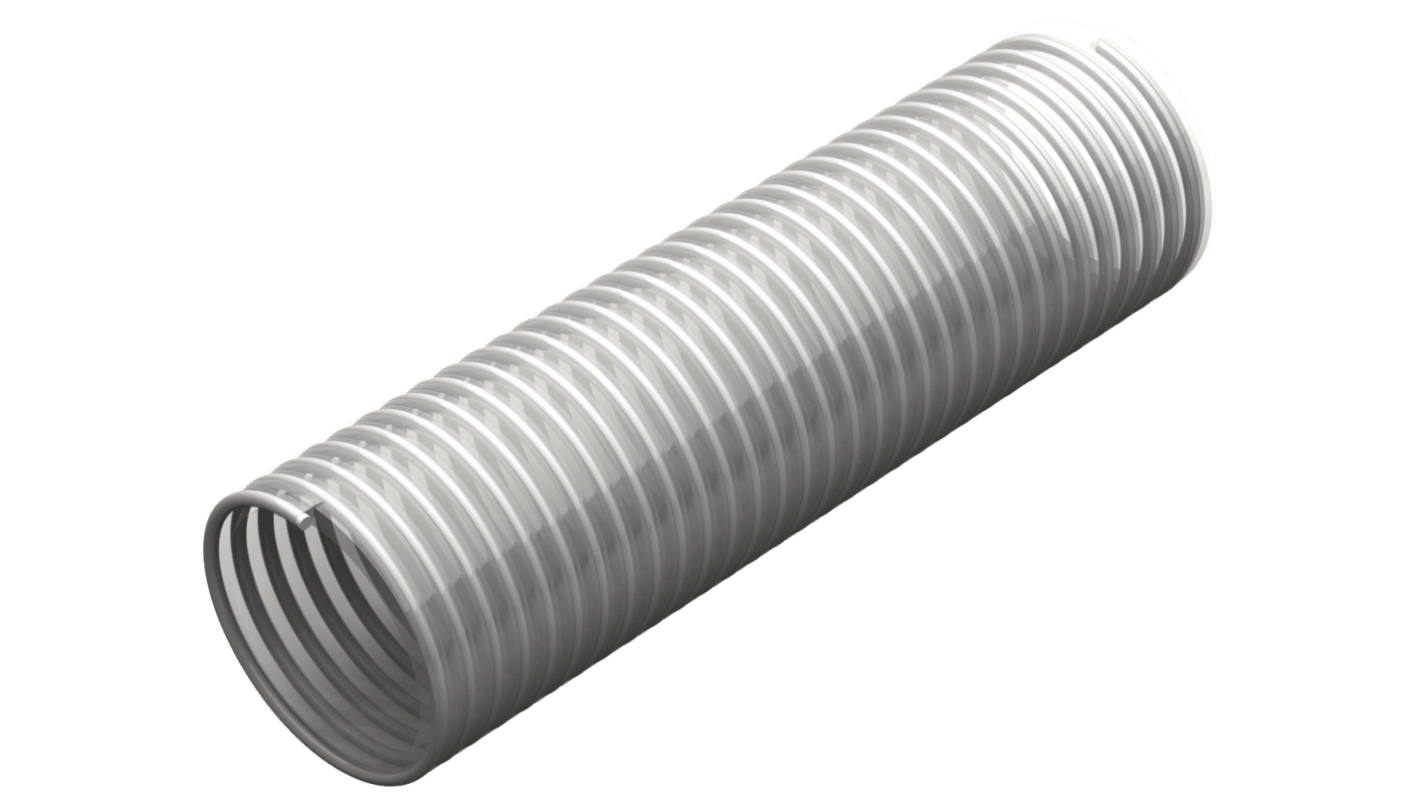 RS PRO PVC, Flexible Tube, 51.6mm ID, 59.8mm OD, Clear, 10m