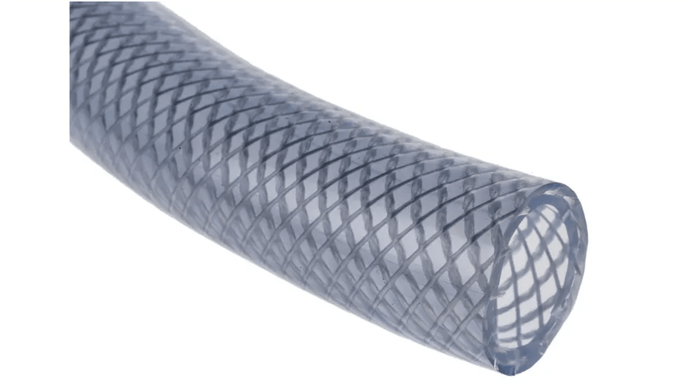 RS PRO PVC, Flexible Tube, 3mm ID, 8mm OD, Clear, 100m