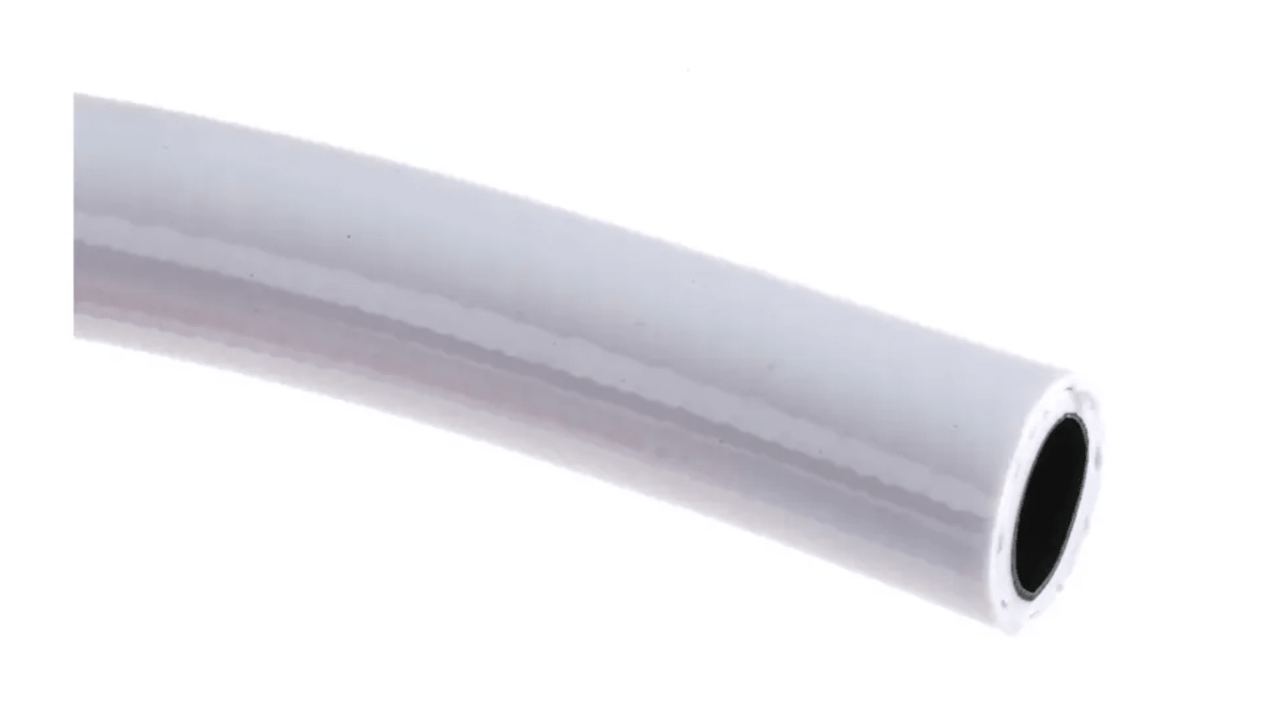 RS PRO PVC, Flexible Tube, 6.3mm ID, 12mm OD, White, 10m