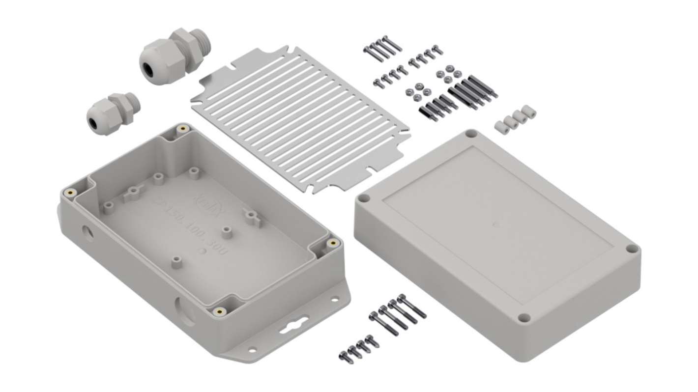 RS PRO Light Grey Polycarbonate General Purpose Enclosure, IP67, Flanged, Light Grey Lid, 150 x 100 x 60mm