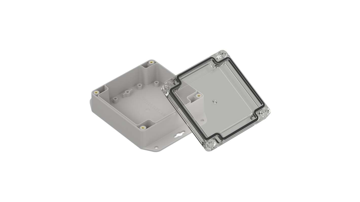 RS PRO Light Grey Polycarbonate General Purpose Enclosure, IP67, Transparent Lid, 105 x 105 x 45mm