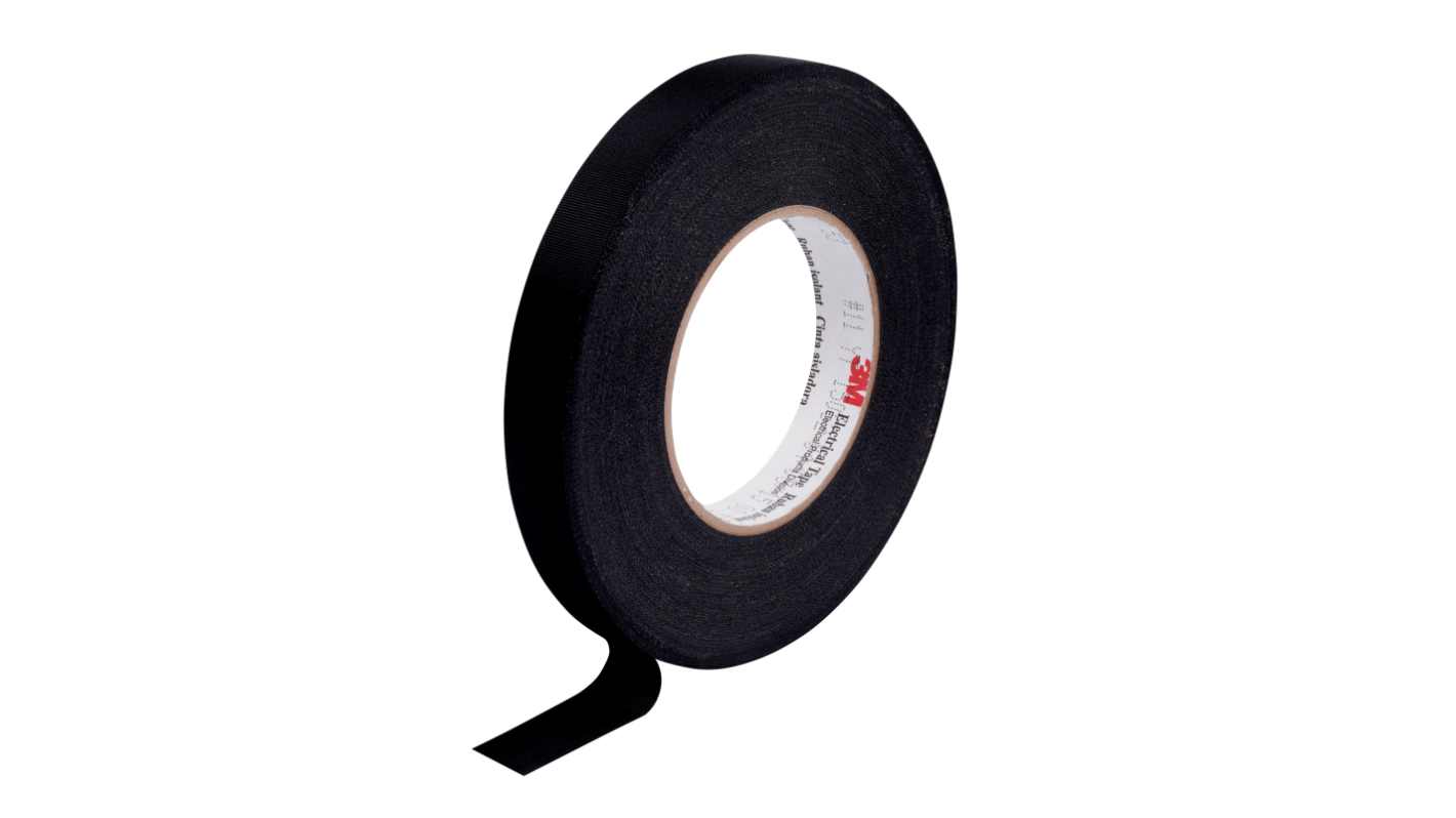 3M Acetate Cloth Electrical Tape 11 Black Fabric Electrical Tape, 19mm x 66m