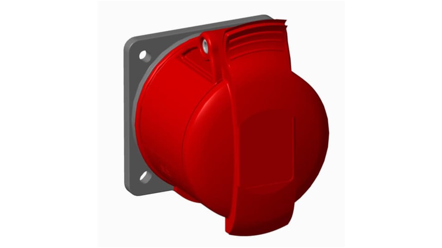 Amphenol Industrial, 2CMA1 IP44 Red Panel Mount 3P+N+E Industrial Power Socket, Rated At 16A, 415 V