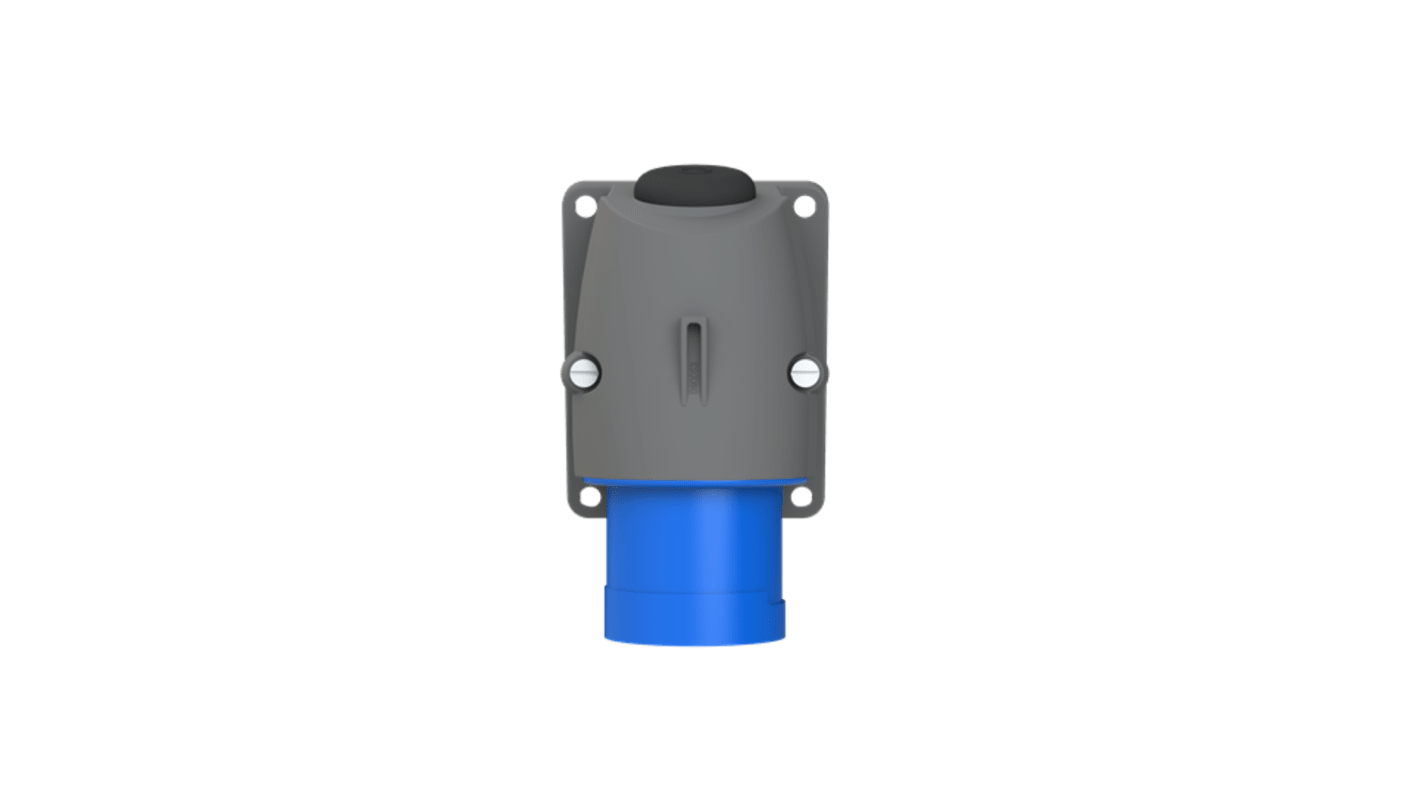Conector de potencia industrial, Formato 2P+E, Orientación En Ángulo, 2CMA1, Azul, 250 V, 16A, IP44