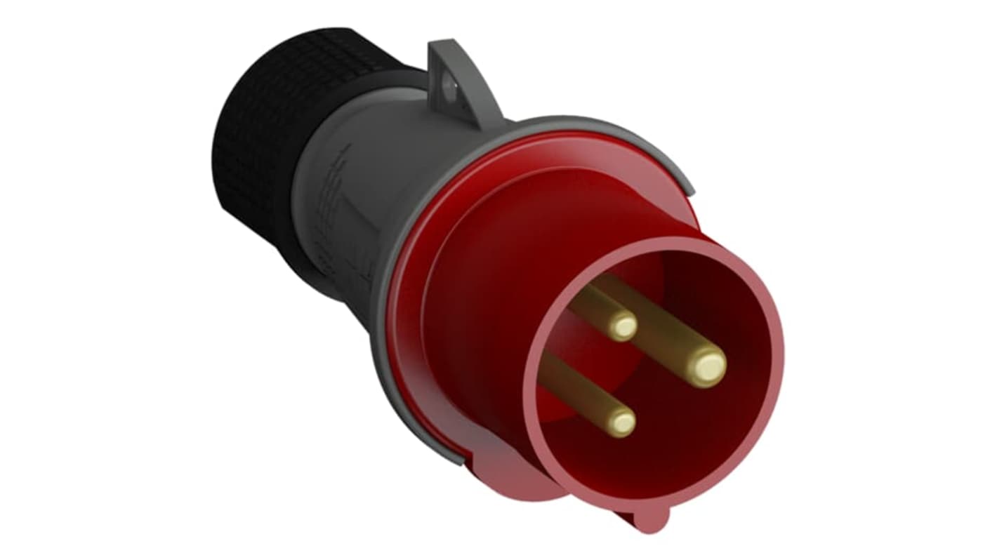 Amphenol Industrial, 2CMA1 IP44 Red 2P+E Industrial Power Plug, Rated At 16A, 415 V