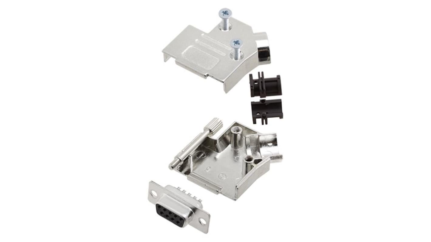 Encitech Connectors D-Sub バックシェエル 6355 シリーズ 9 極 DE, 黒, 6355-0003-11