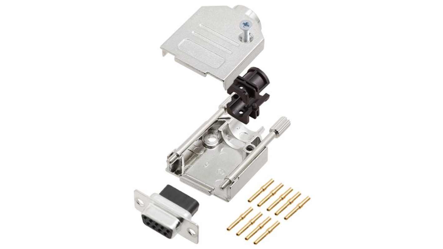 Encitech Connectors 6355 Series Zinc Top Entry D Sub Backshell, 9 Way