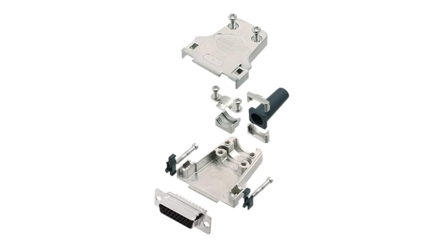 Encitech Connectors D-Sub バックシェエル 6355 シリーズ 15 極 DA, 黒, 6355-0063-12