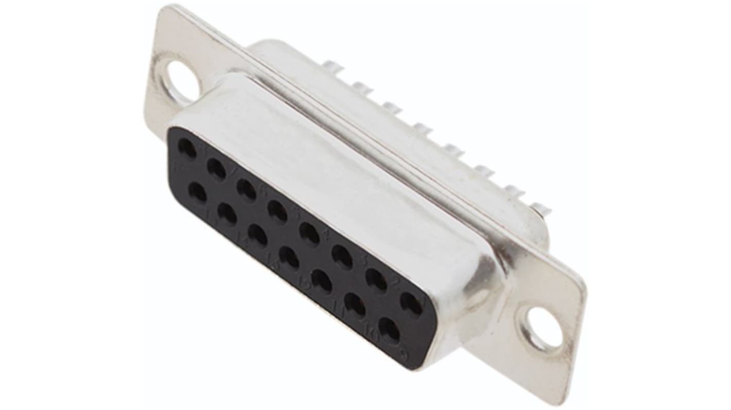 Encitech Connectors DB 15 Way Screw Mount Solder D-sub Connector Socket, 2.77mm Pitch