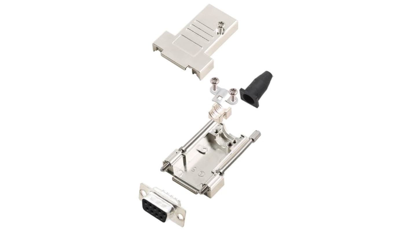 Encitech Connectors D-Sub バックシェエル 6355 シリーズ 9 極 DE, 黒, 6355-0040-31