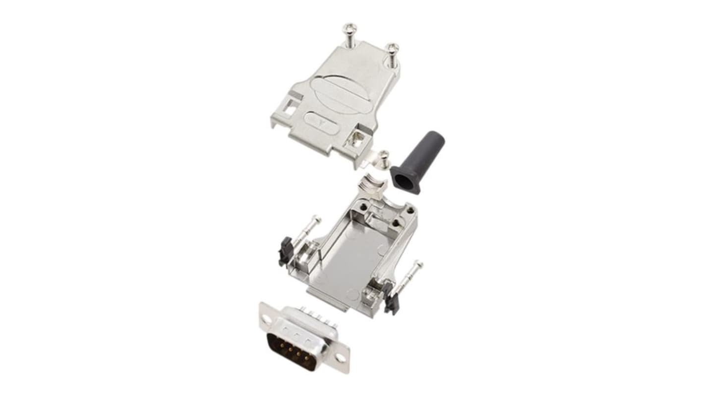Encitech Connectors 6355 9 Way Side Entry Cable Mount Solder D-sub Connector Plug