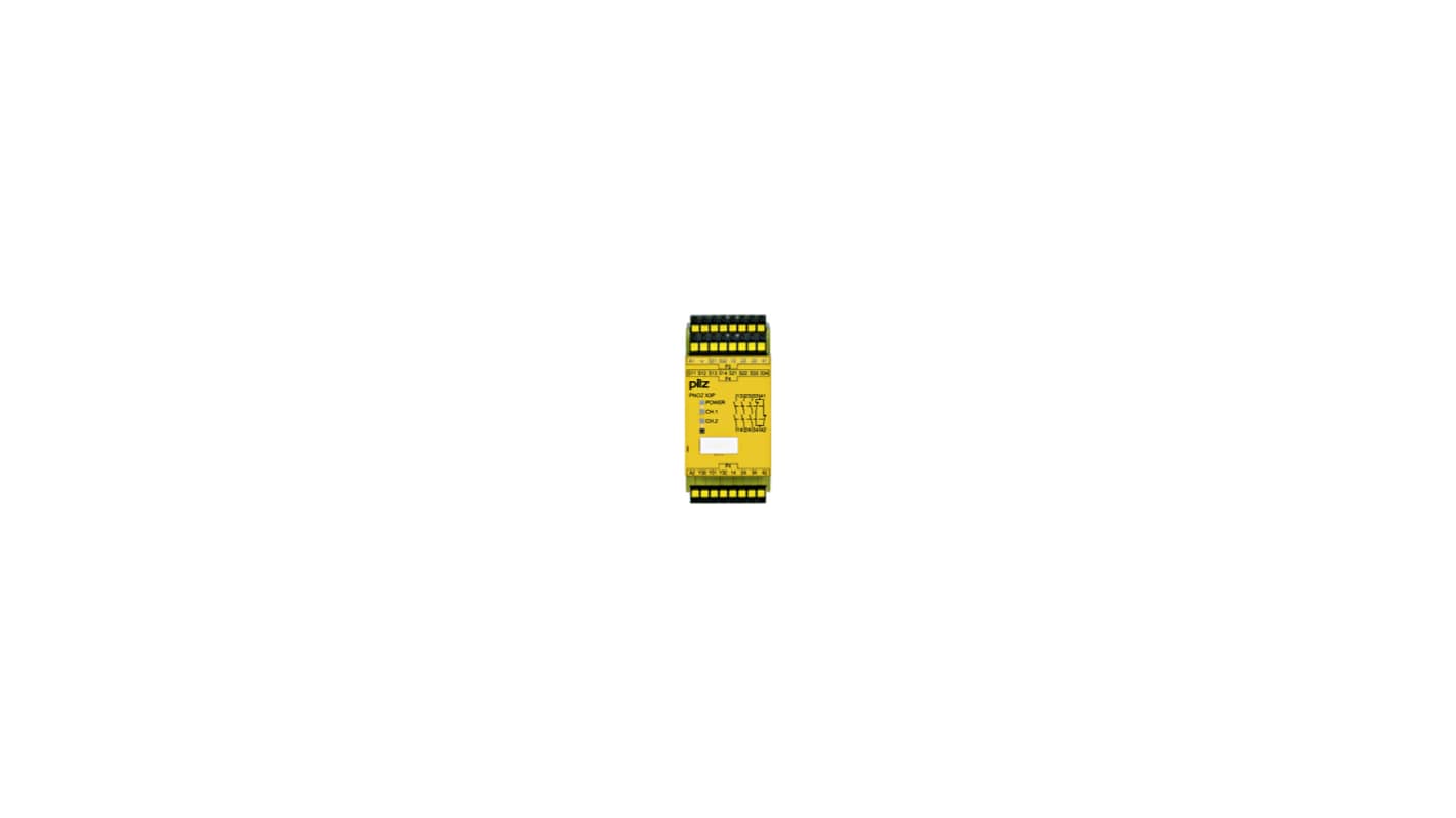 Pilz 787313 1 Auxiliary Contacts Safety Relay 24 → 240V ac/dc, Single/Dual-Channel 3 Safety Contacts