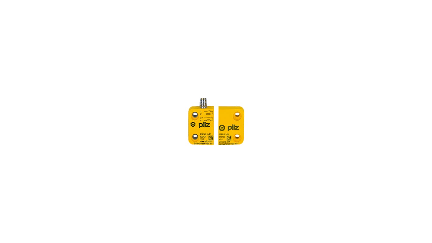 Pilz 502221 Series Magnetic Safety Switch, 24V dc, Polybutylene Terephthalate Housing, 1NC/1NO, M8