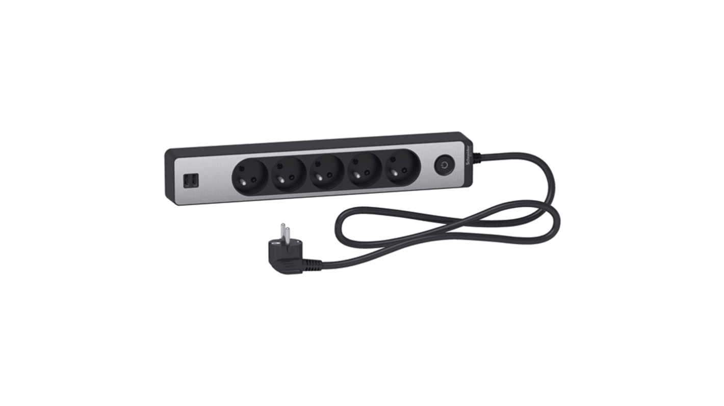 Schneider Electric 1.5m 5 Socket USB A Extension Lead Open Reel, 250 V, IP44