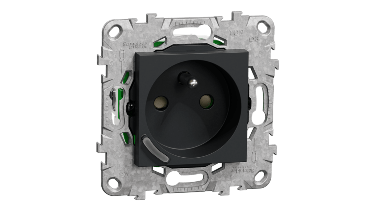 Schneider Electric NU55 Black Plug Socket, 2P + E Poles, 16A