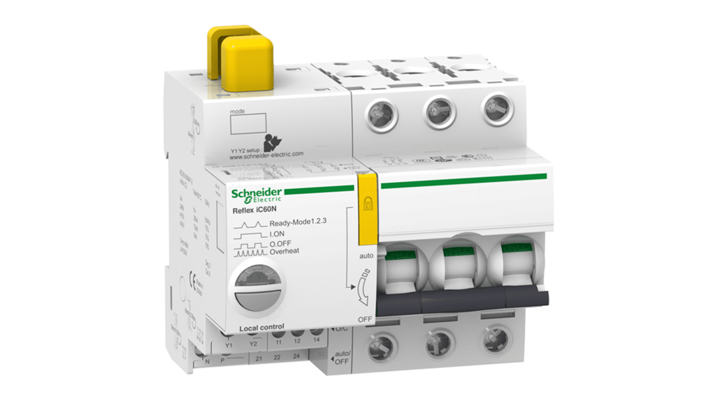 Schneider Electric Acti9 A9C62 MCB, 3P, 16A Curve B, 230V AC, 48V DC, 10 kA Breaking Capacity