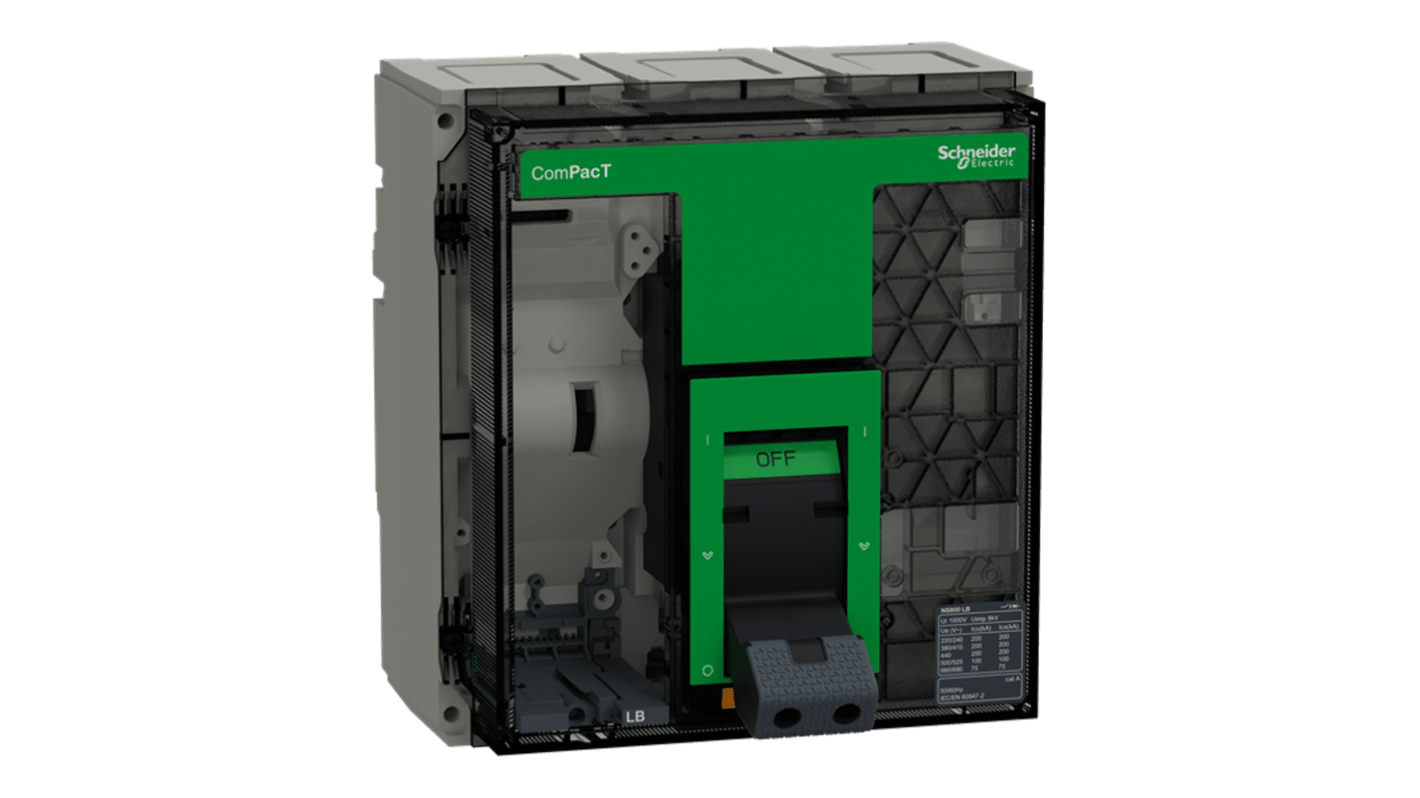 Schneider Electric, Compact MCCB 3P 800A, Breaking Capacity 75 kA, Fixed Mount