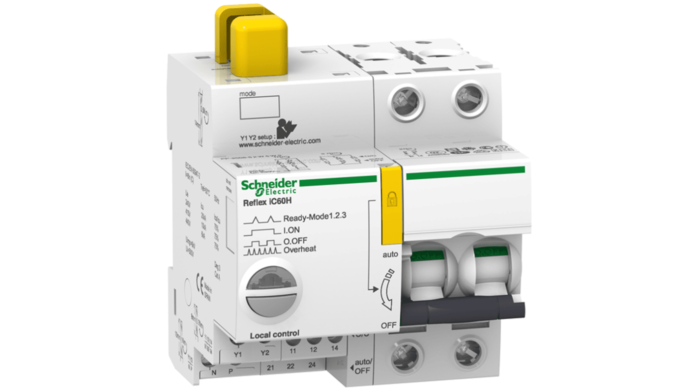 Schneider Electric Acti9 A9C6 MCB, 2P, 16A Curve D, 230V AC, 48V DC, 30 kA Breaking Capacity