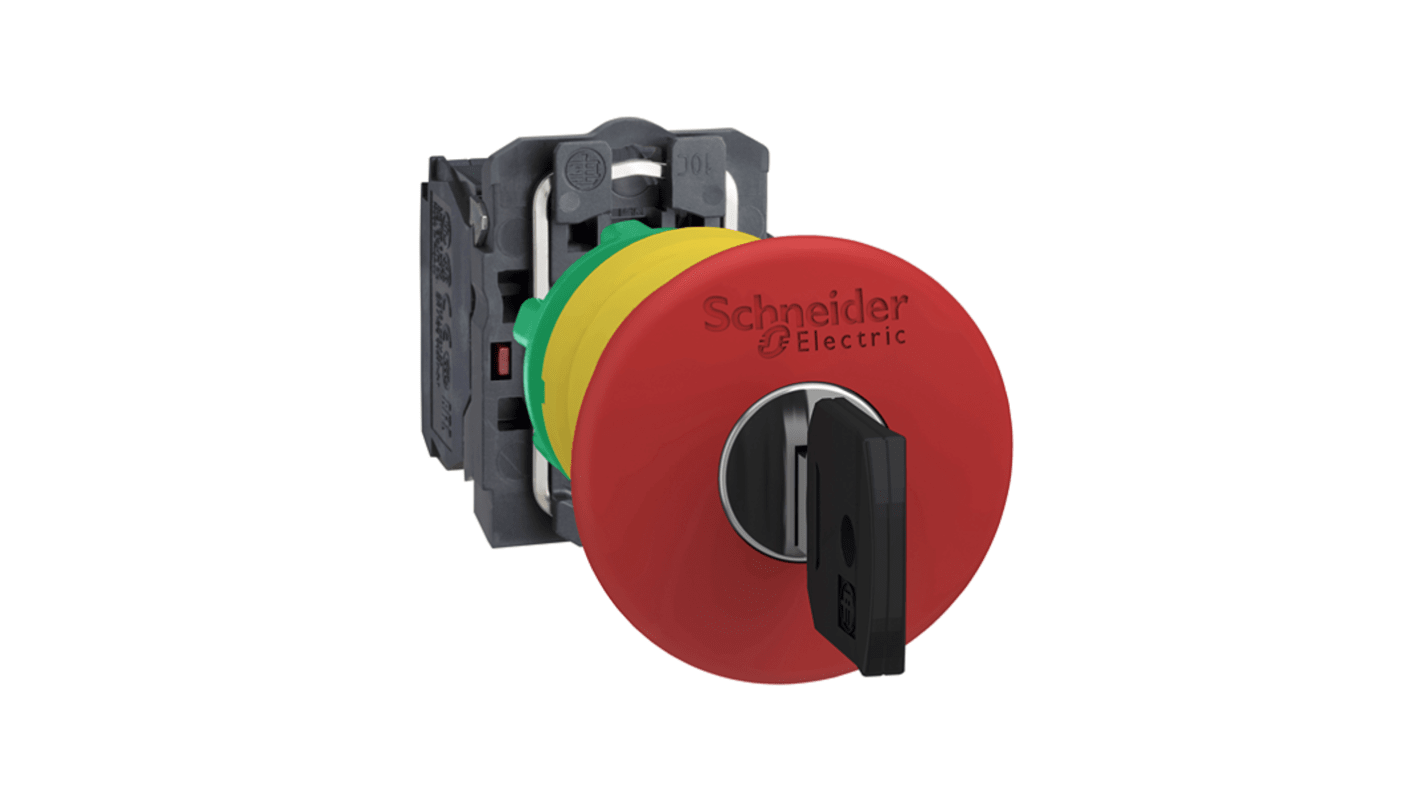 Schneider Electric XB5A Series Push Button Switch, Slow Break, Screw Mount, 22mm Cutout, SPST, 600V, IP66, IP67, IP69,