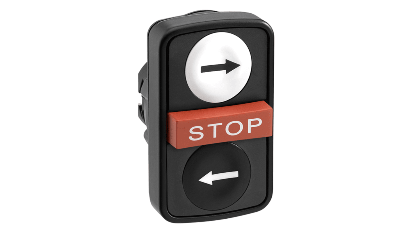 Schneider Electric ZB5A Series Black/Red/White Spring Return Push Button Head, 22mm Cutout, IP66, IP67, IP69K