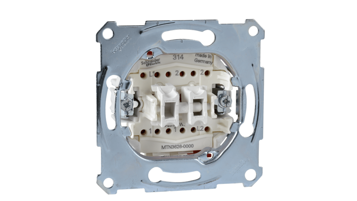 Schneider Electric 2 Way Silver Rocker Switch Grid Module 16A, Merten Series