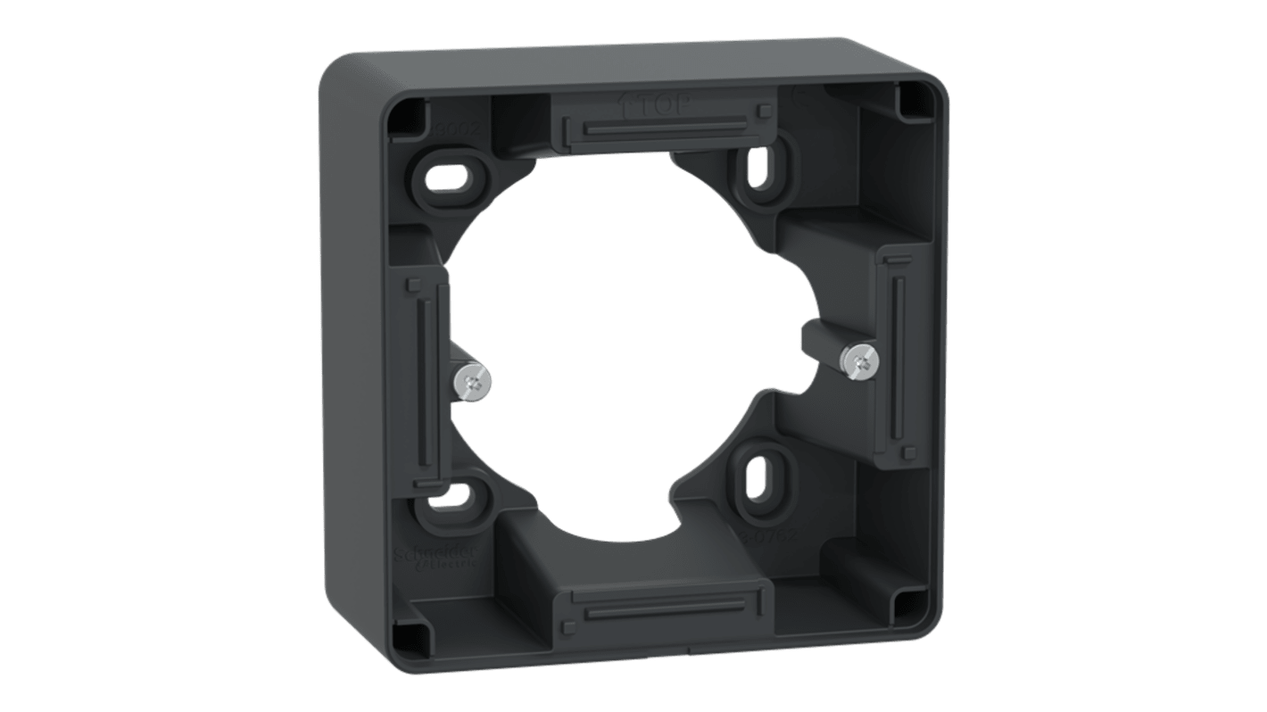 Schneider Electric Ovalis Grey Thermoplastic Back Box Mounting Frame,  Surface Mount, 89 x 89 x 44.4mm