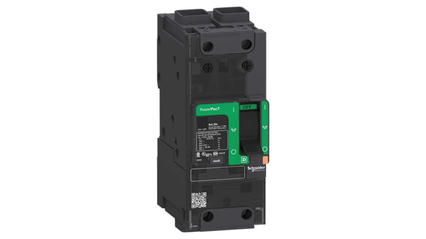Schneider Electric, PowerPact MCCB 2P 15A, Breaking Capacity 18 kA, Clip-On