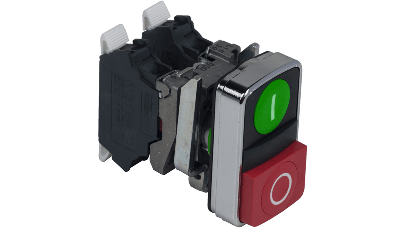 Schneider Electric XB4B Series Green Spring Return Push Button Head, 22.5mm Cutout, IP66, IP67, IP69, IP69K