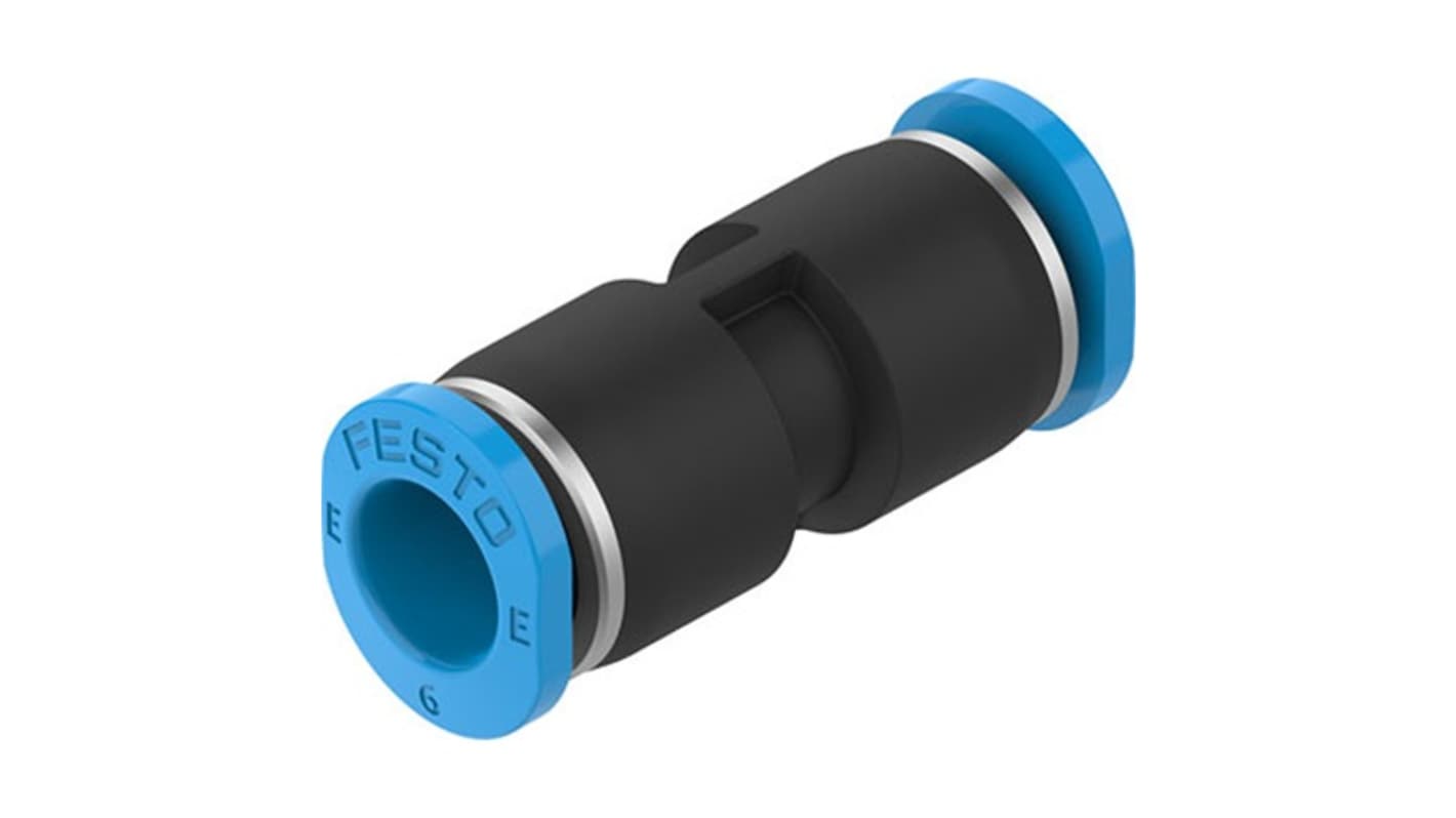 Festo 快插接头气管接头, 推入式6 mm转推入式6 mm, NPQE-D系列, NPQE-D-Q6-E-F1A-P10