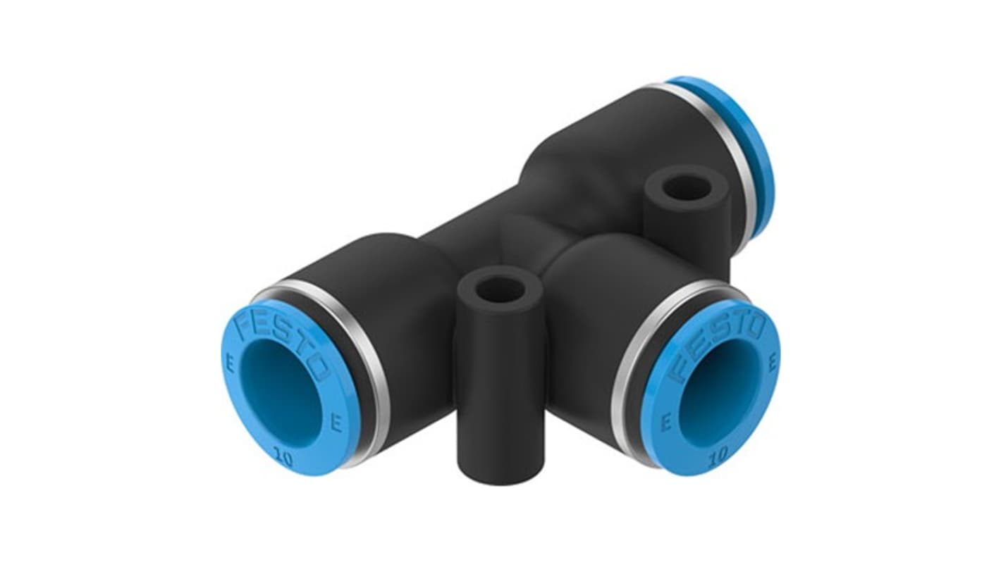 Festo 快插三通气管接头, 推入式10 mm转推入式10 mm, NPQE-T系列, NPQE-T-Q10-E-F1A-P10
