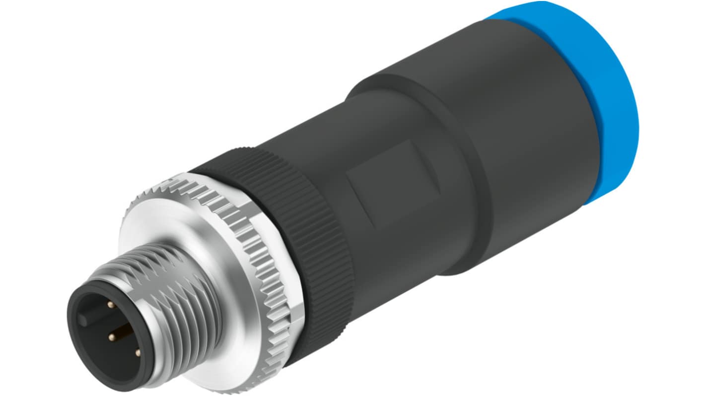Festo Circular Connectors, 4 Contacts, Screw, M12 Connector, Plug, Male, IP65, IP67, NECB Series