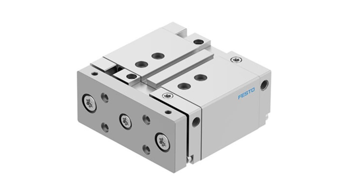 Festo Pneumatic Guided Cylinder - DFM-40-25-B-PPV-A-KF, 40mm Bore, 25mm Stroke, DFM Series, Double Acting