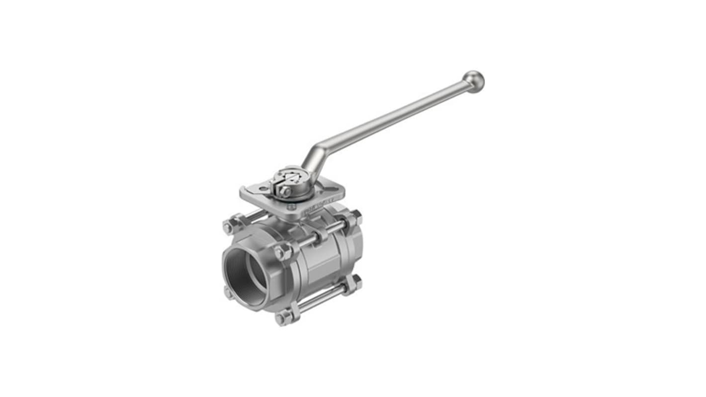 Festo Stainless Steel Ball Valve, Ball Valve, Threaded, NPT 2 1/2 NPTin, 63mm, 63bar Operating Pressure