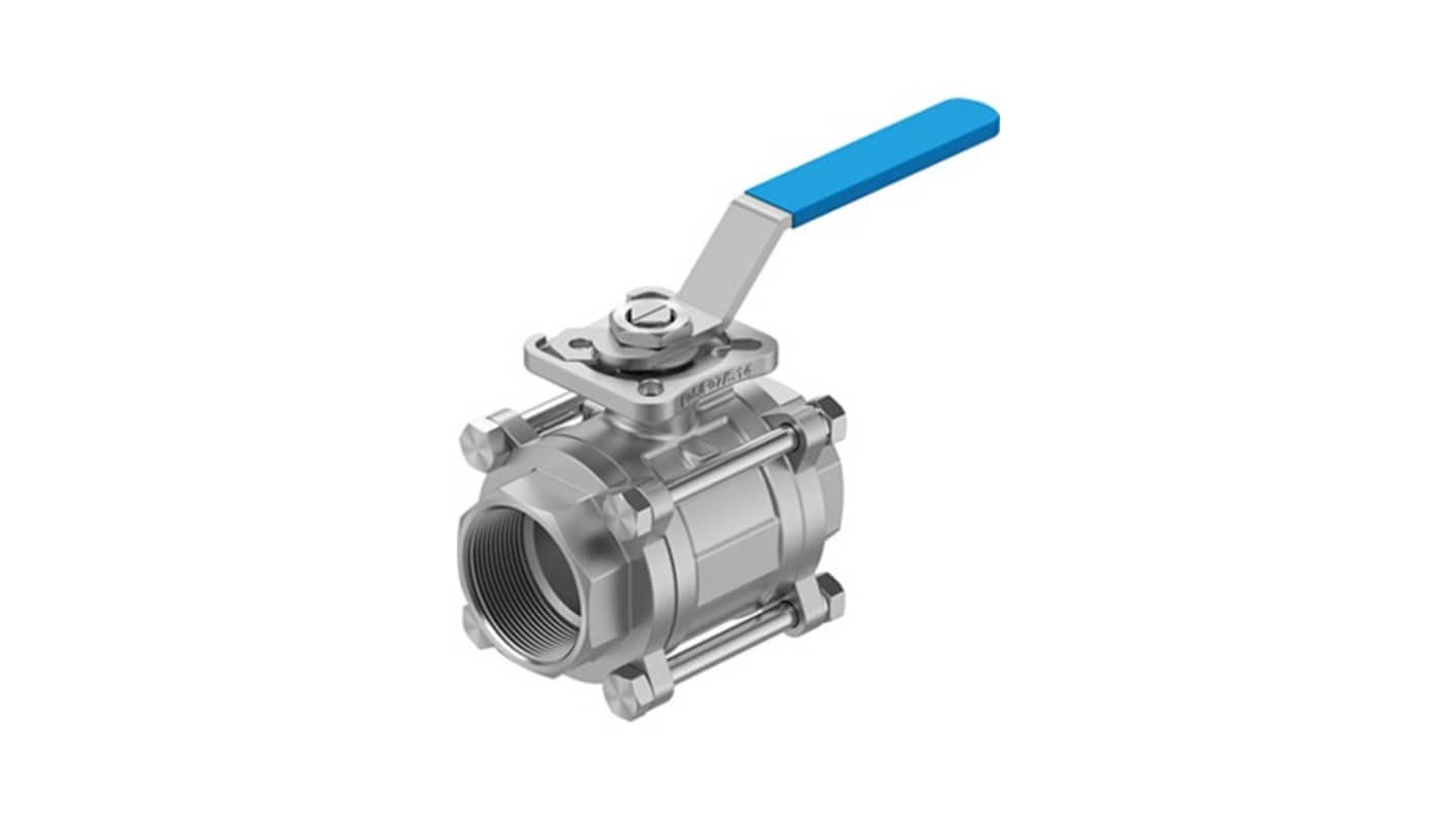 Festo Stainless Steel Ball Valve, Ball Valve, Threaded, NPT 2 NPTin, 50mm, 63bar Operating Pressure