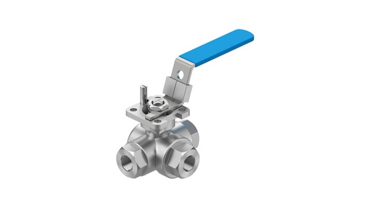 Festo Stainless Steel Ball Valve, Ball Valve, Threaded, NPT 3/8 NPTin, 11mm, 63bar Operating Pressure