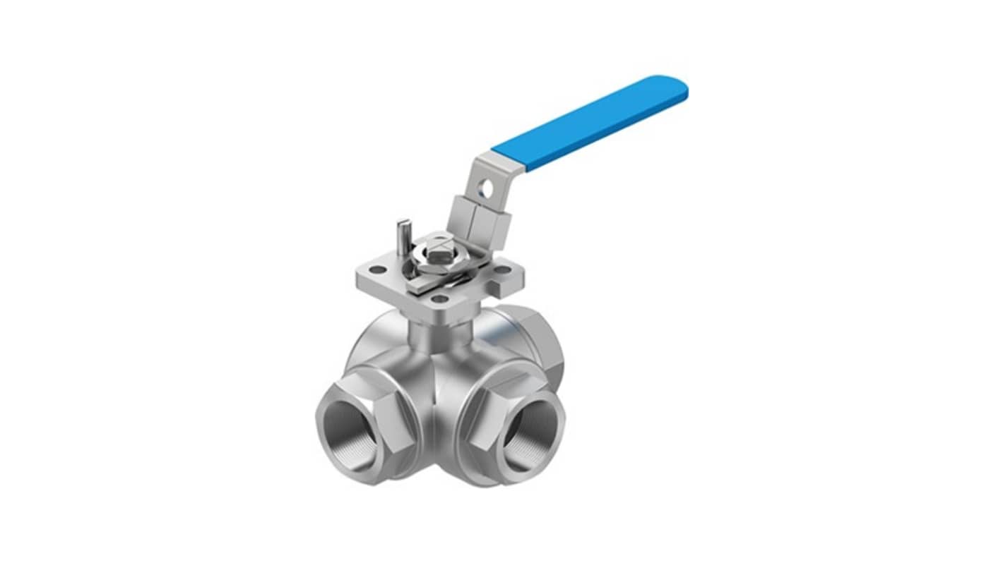 Festo Stainless Steel Ball Valve, Ball Valve, Threaded, NPT 1 NPTin, 20mm, 63bar Operating Pressure