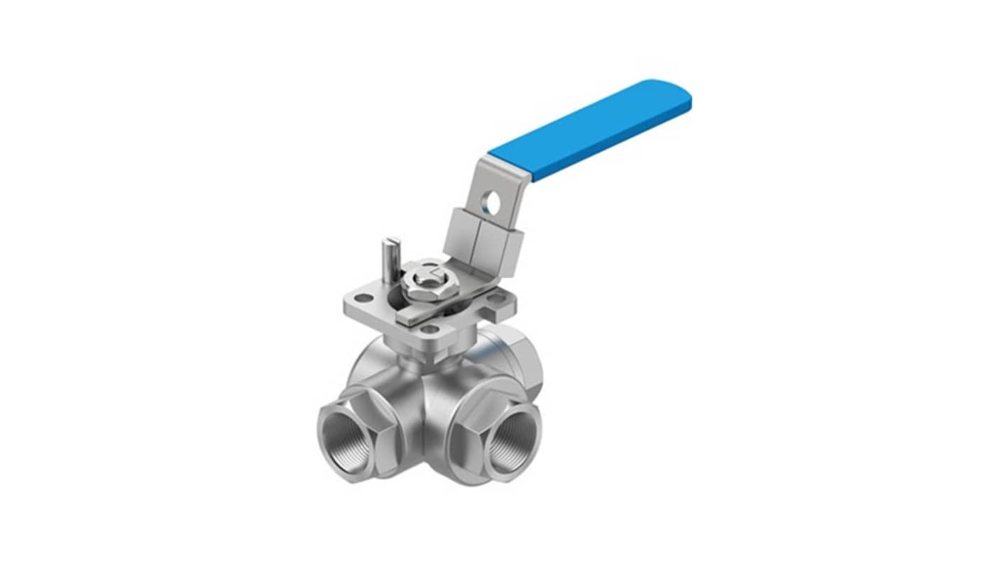 Festo Stainless Steel Ball Valve, Ball Valve, Threaded, NPT 1/2 NPTin, 12.7mm, 63bar Operating Pressure