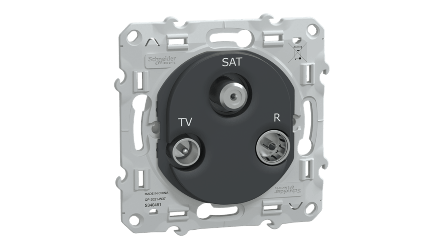 Anthracite Male Socket, Flush Mount