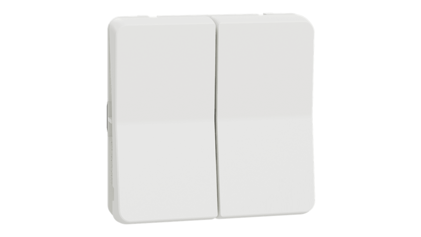 Schneider Electric White Rocker Light Switch, 2 Way, 2 Gang, Mureva Styl
