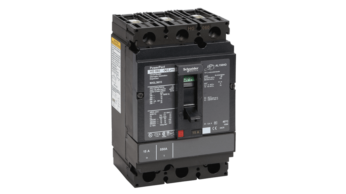 Schneider Electric, PowerPact MCCB 3P 20A, Breaking Capacity 18 kA, DIN Rail Mount